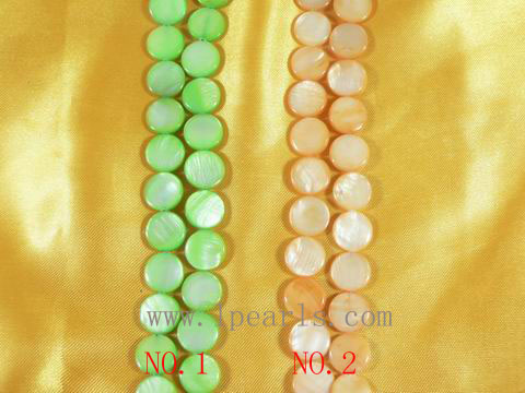 five strands of plated green shell strand